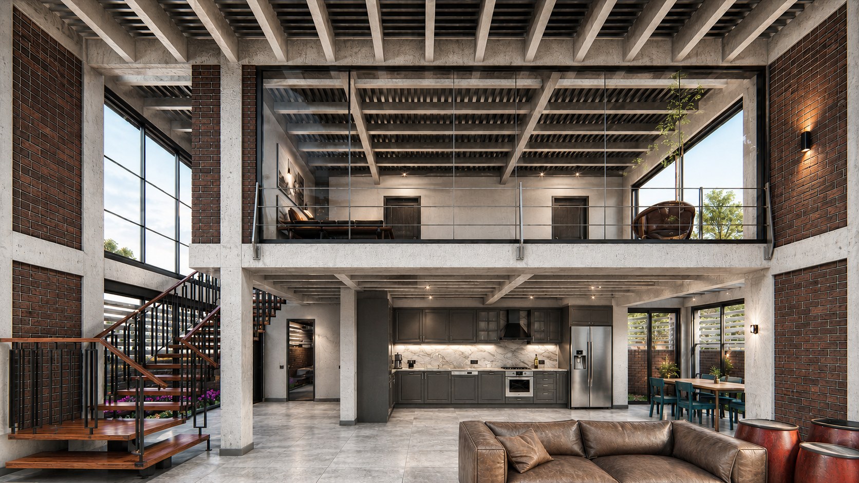 Düsseldorf Loft Villa çelik taşıyıcı sistem ve yaşam alanı