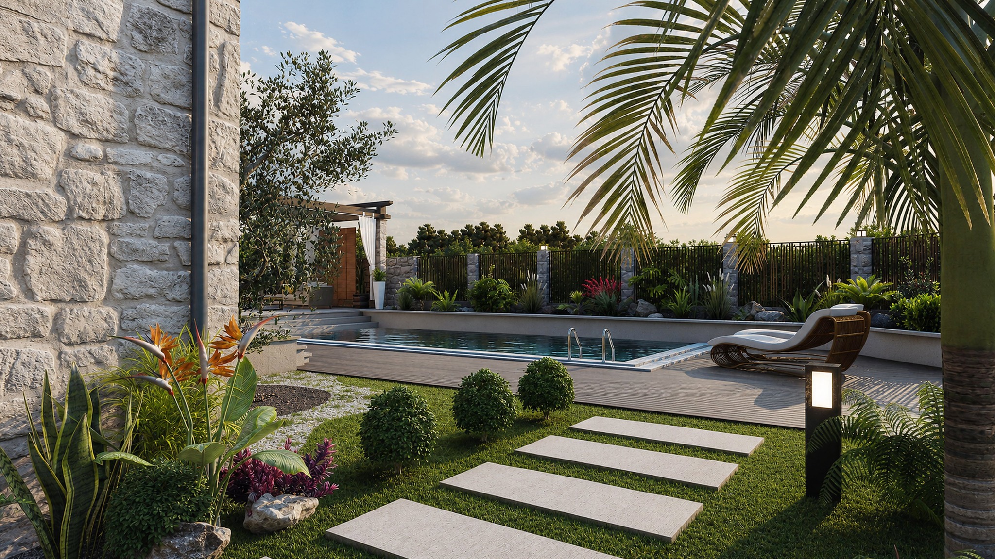 Fethiye Villa havuz bahçe ve peyzaj alanı