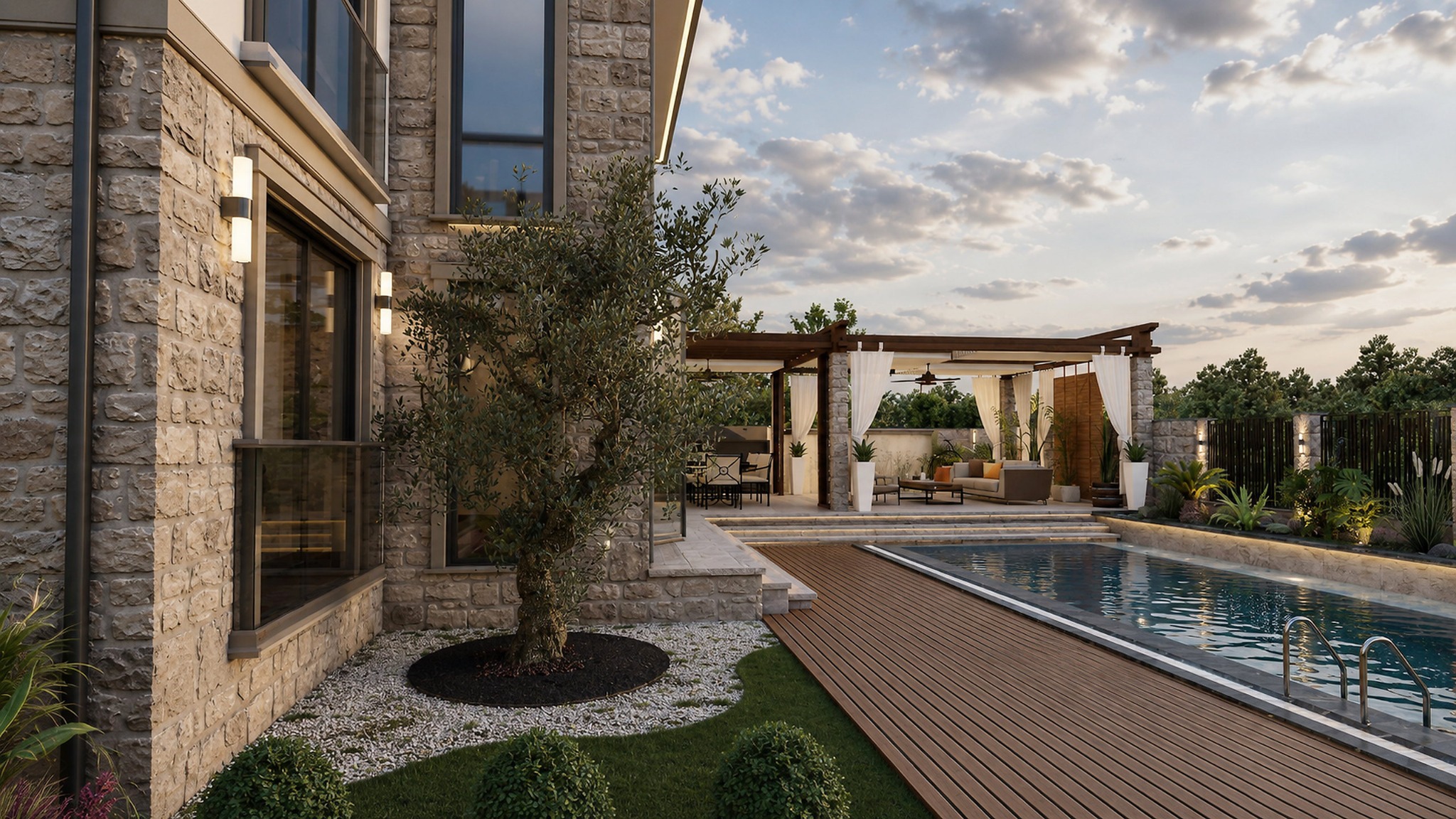 Fethiye Villa pergola ve havuz alanı