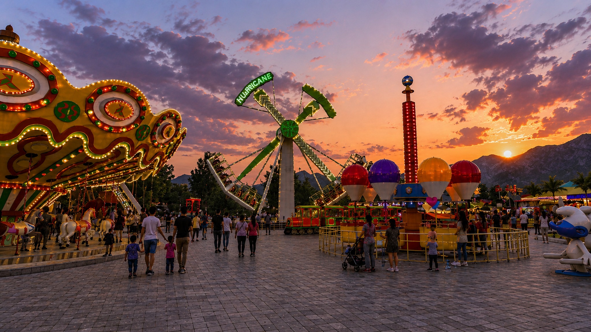 Gemlik Lunapark genel vaziyet ve gün batımı