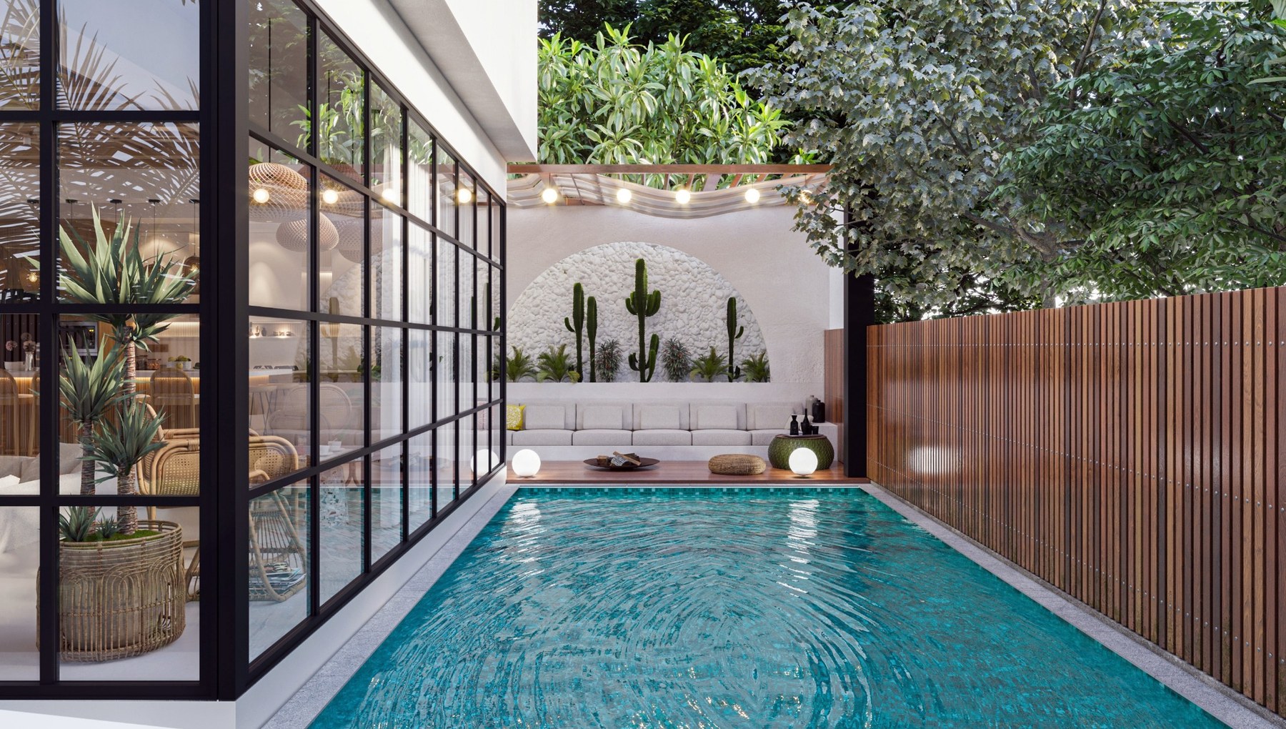 Saman Villas havuz ve dış yaşam alanı