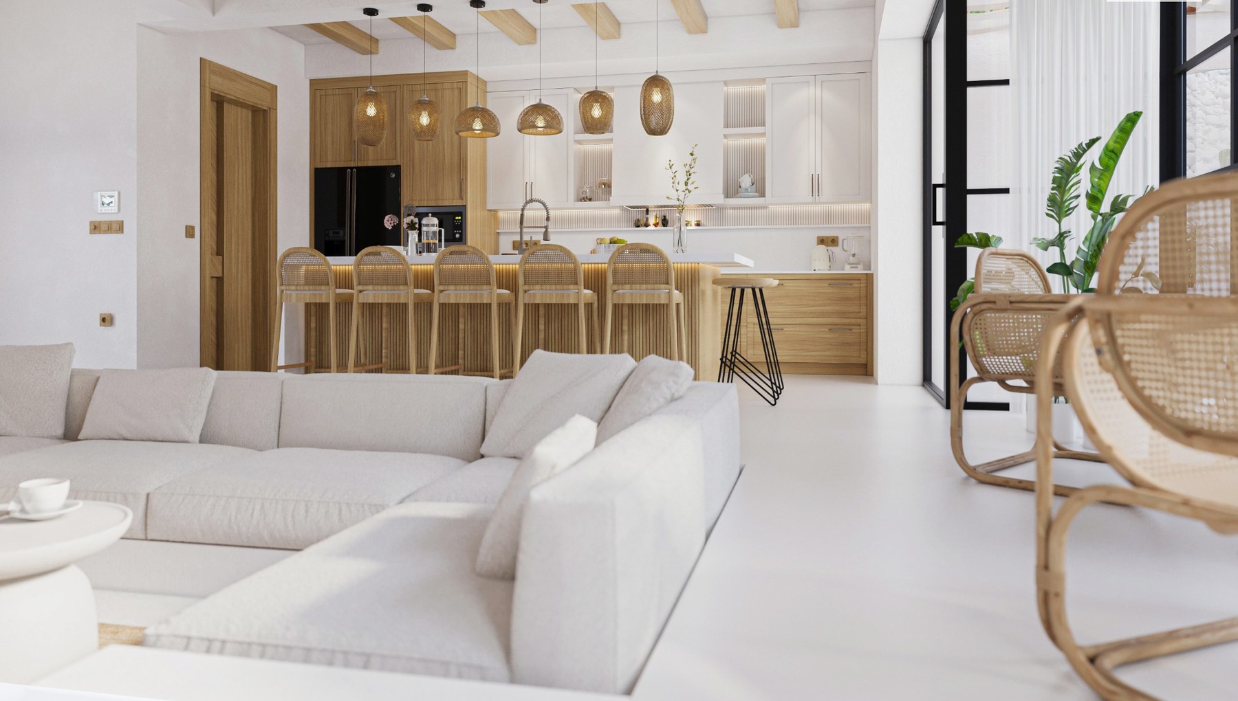 Saman Villas mutfak ve salon perspektifi
