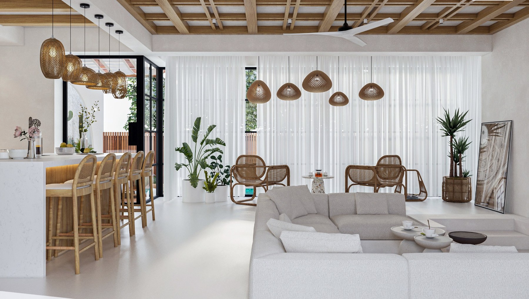 Saman Villas salon oturma alanı ve doğal doku
