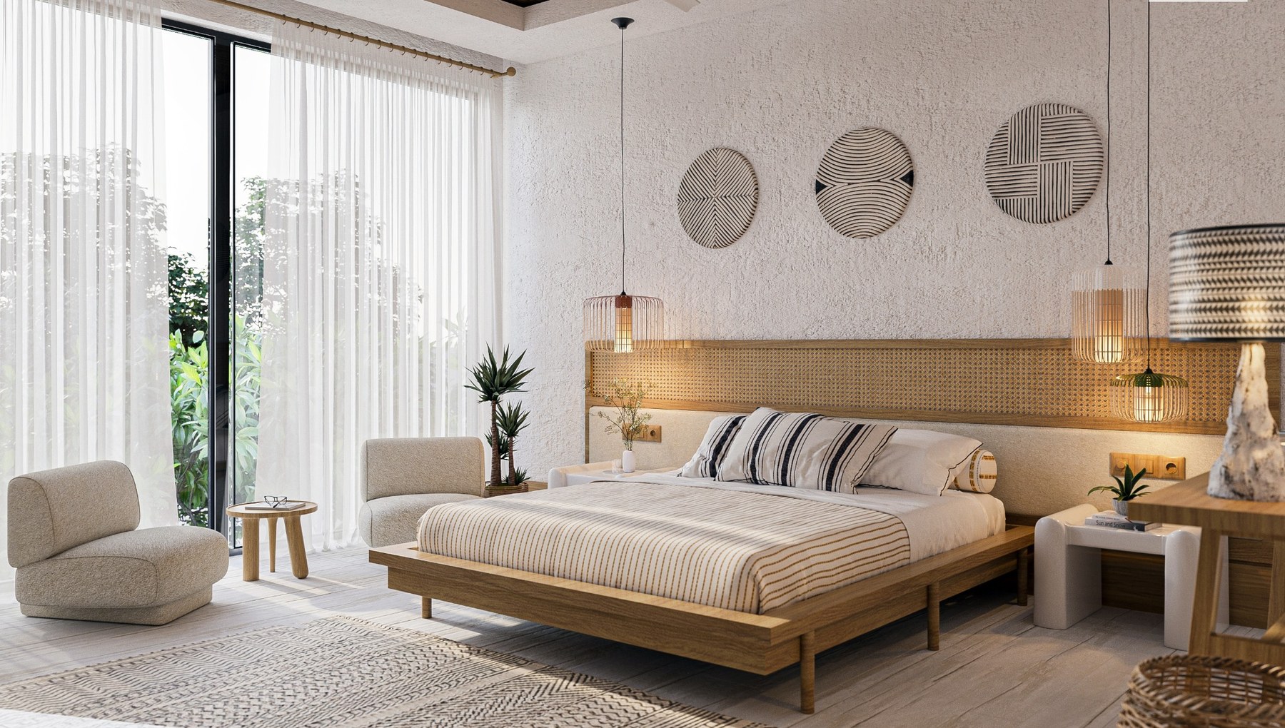 Saman Villas yatak odası yan görünüm